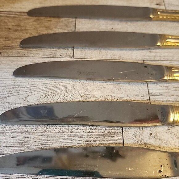 5 Cambridge Carlyle Dinner Knives Stainless 18/8 Rope Edge Flatware Tarnished - Picture 11 of 12
